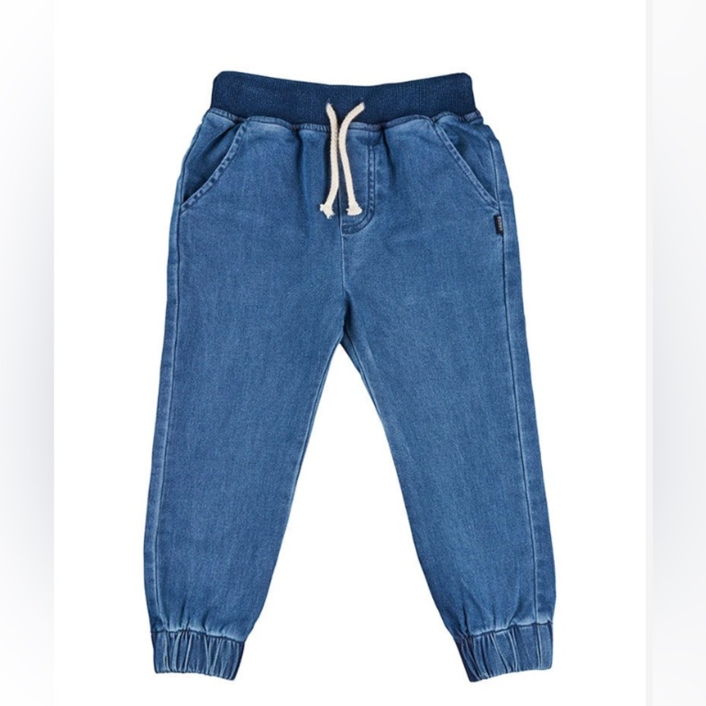 Bkind Kids Denim Terry Trackie | Basic Mid Blue Chambray